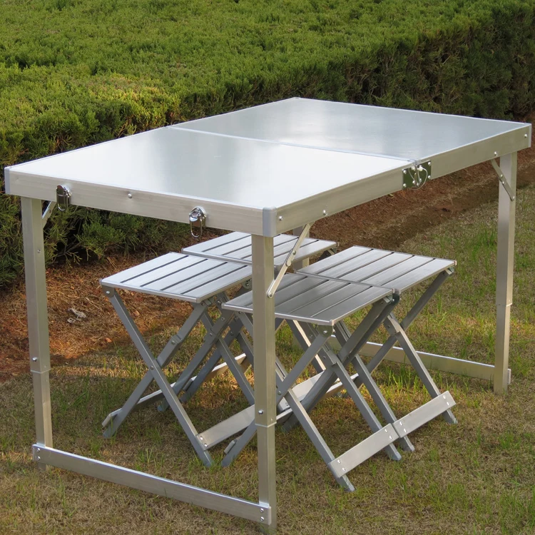 Outdoor Aluminum Alloy Folding Tables And Chairs Set Portable Outdoor Aluminum Alloy Folding Tables And Chairs Set Portable Picnic Table Bbq Information Desk