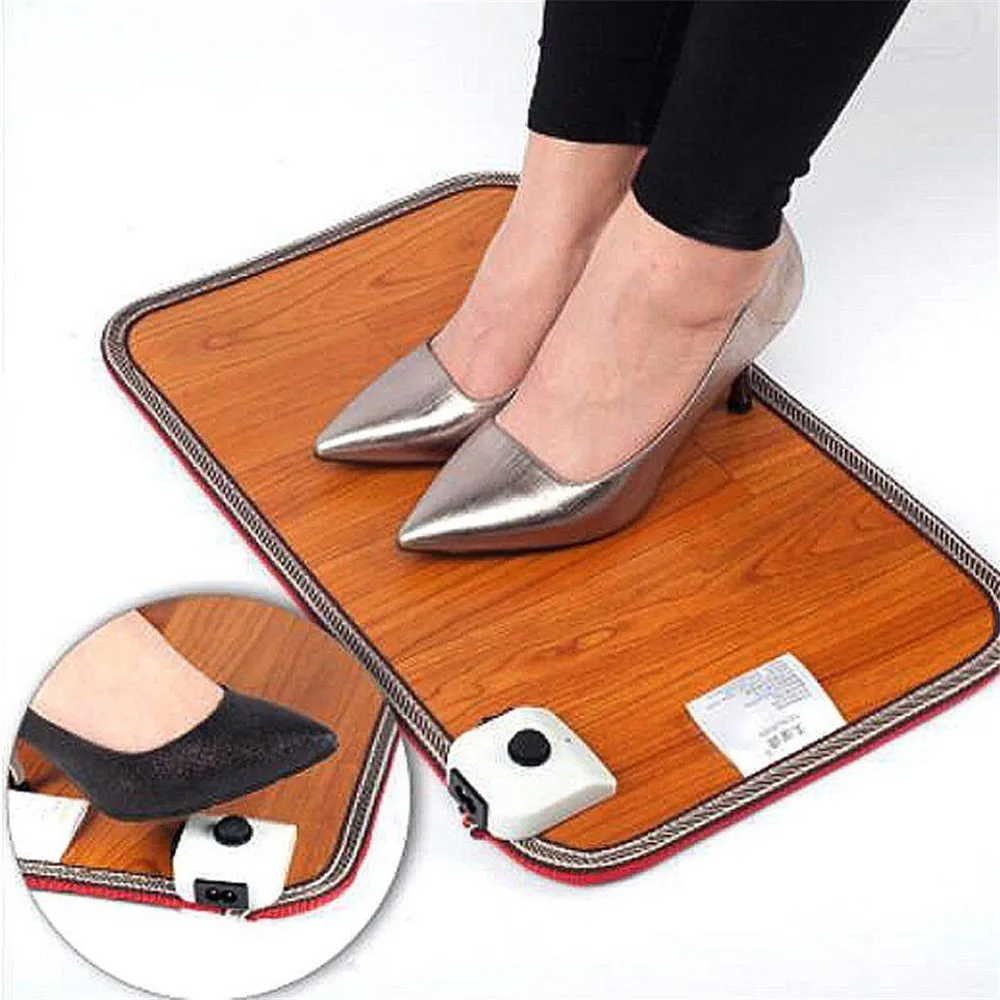 Electric Foot Warmer Carpet Pad Heated Thermostat Floor Mat Office Waterproof