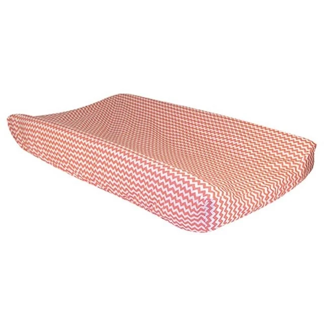 Trend Lab 109948 CHANGING PAD COVER - CORAL PINK AND WHITE CHEVRON