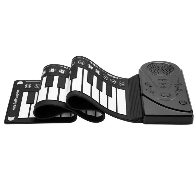 Портативное цифровое рулонное пианино Гибкая клавиатура 49 клавиш гибкое Силиконовое электронное пианино детские игрушки встроенный динамик - Цвет: Black