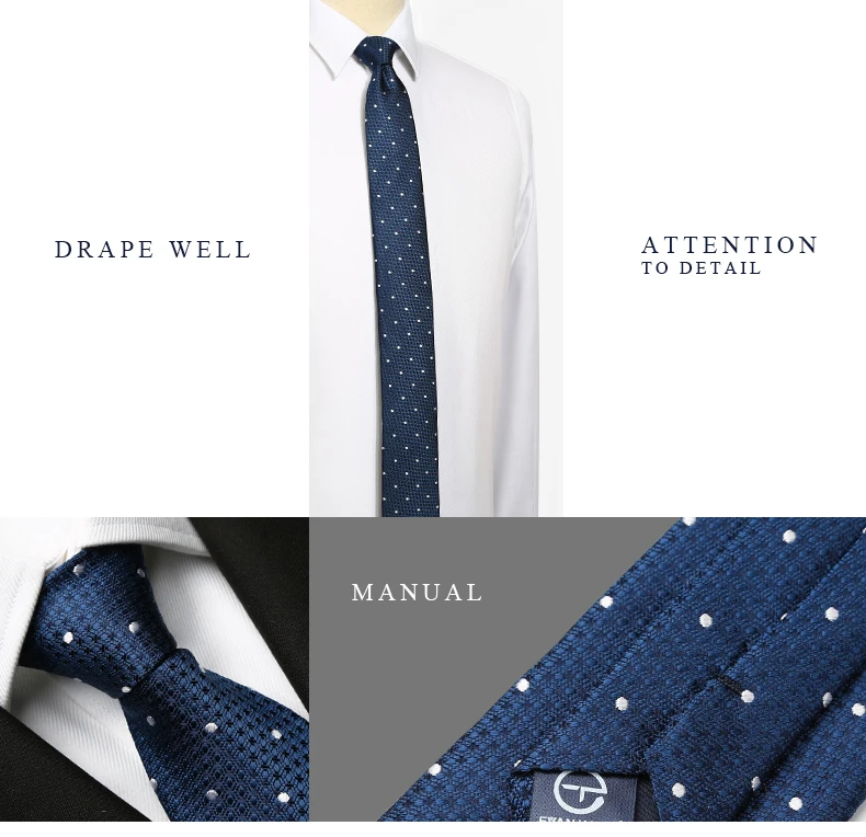 Новые натуральные шелковые галстуки для мужчин дизайнерский модный бренд 7 см роскошный Шелковый темно-синий жаккардовый тканый галстук в горошек zs7229