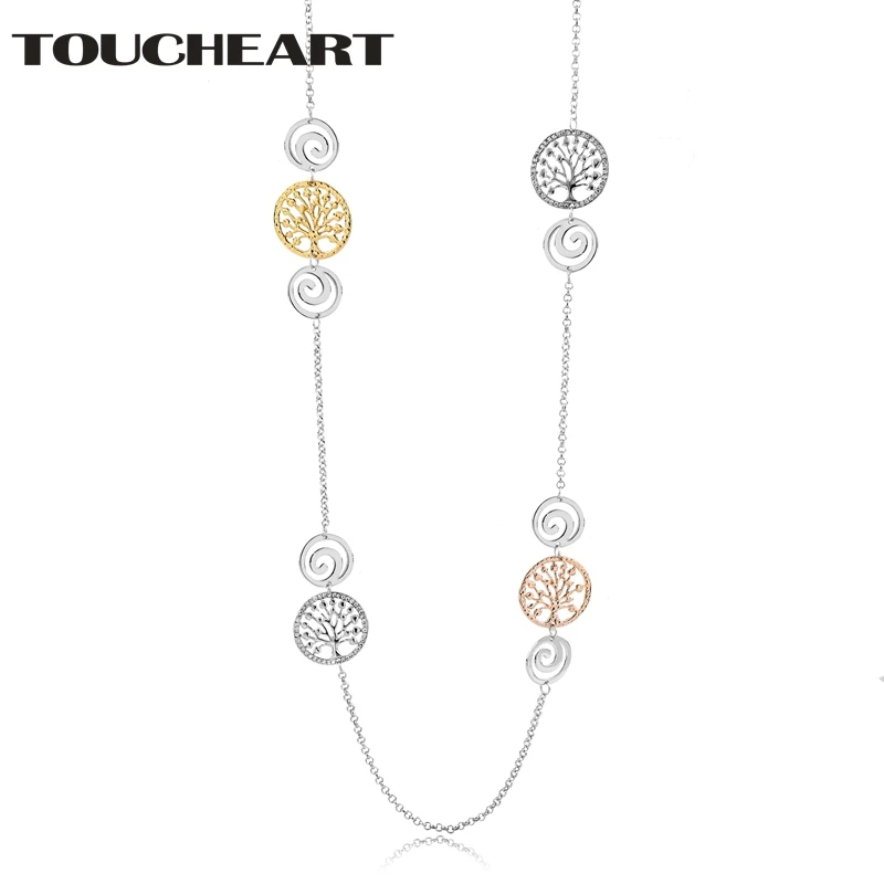 

TOUCHEART New Three Color Rhinestone Necklace with Tree Of Life Pendant For Women Jewelry statement Necklaces Display SNE180006