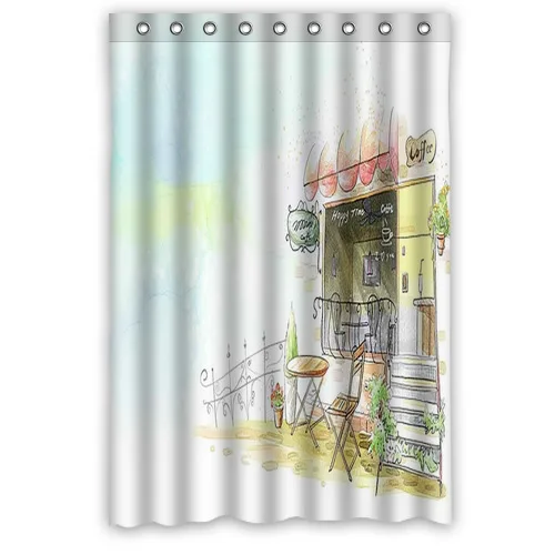 Custom Popular Bath Curtains Romantic stylish art Watercolor drawing