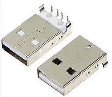 10Pcs/lot USB 2.0 Male A Type USB PCB Connector Plug Right Angle 90 degree DIP Male USB Connectors