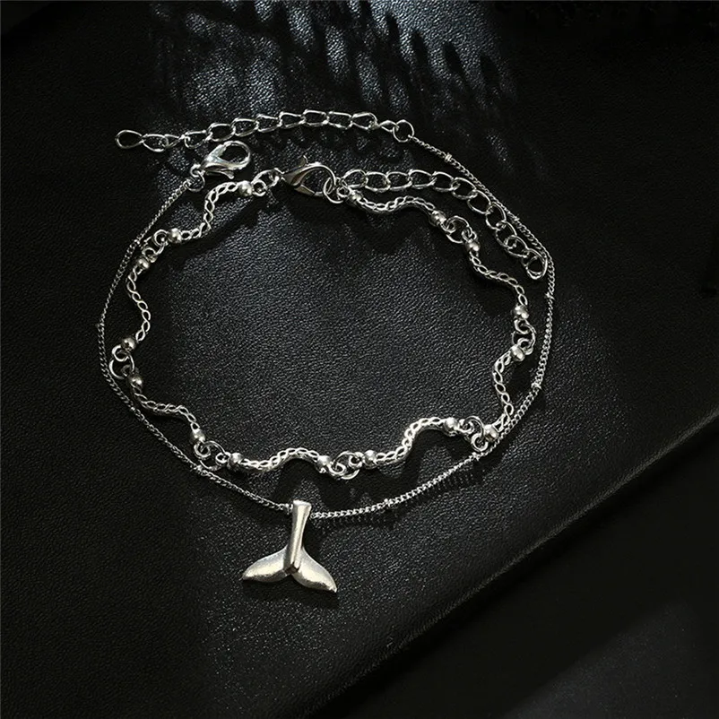 NEW Beads anklets for women Bracelet Beach Double Beads Fish Tail Pendant Foot Jewelry Sandals Pulseras Tobilleras Y17#N (4)