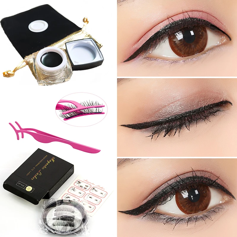 

Magnetic Eyeliner Cream Smooth Waterproof Eye Liner Easy To Wear Makeup Cosmetic Eye Liner Cream Set EyeLiner With Gift Box