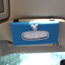 Мультфильм кристалл горный хрусталь автомобиль солнцезащитный козырек коробка для салфеток Держатель кожаный мультфильм интерьер стойка для бумажного полотенца сумка аксессуары