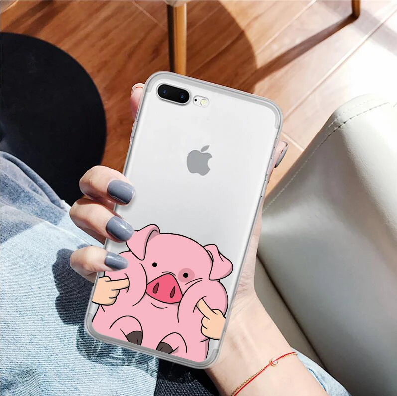 

Pink Pig Case For iPhone X 8 Plus 7 Plus 6 6S Plus 5 Case transparent Soft silicone phone case for Samsung s6 s7 s8 s9 plus