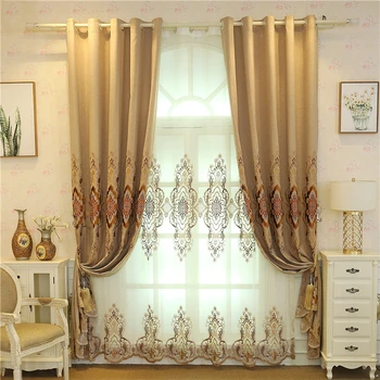 

Modern luxury Flat Floral Curtains for living room windows with high quality Voile Curtain for bedroom hotel elegant drapes