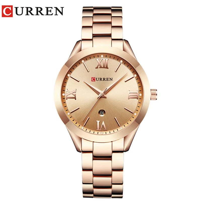 

CURREN Simple Fashion Stainless Steel Analog Quartz Wrist Watch Calendar Female Dress Watch Women Clock Relogio Feminino 9007