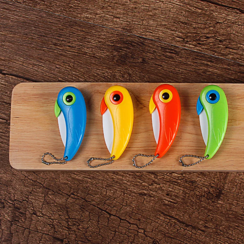 Мини-птица керамический нож Карманный складной нож "птица" Фруктовый нож для очистки овощей Керамический с красочной ручкой ABS кухонные инструменты приспособление