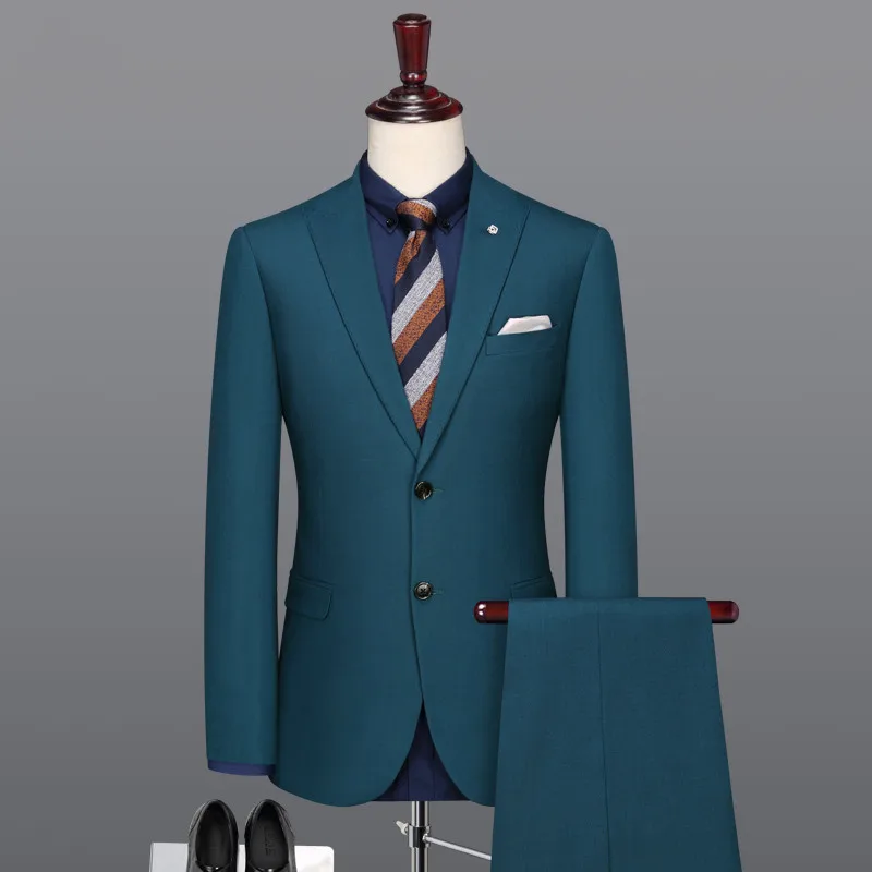 2019 Indigo Peak lapel Wedding Suits For Men Custom made Slim Fit Suits Groom Prom Party Suit Terno Masculino Two buttons Suits