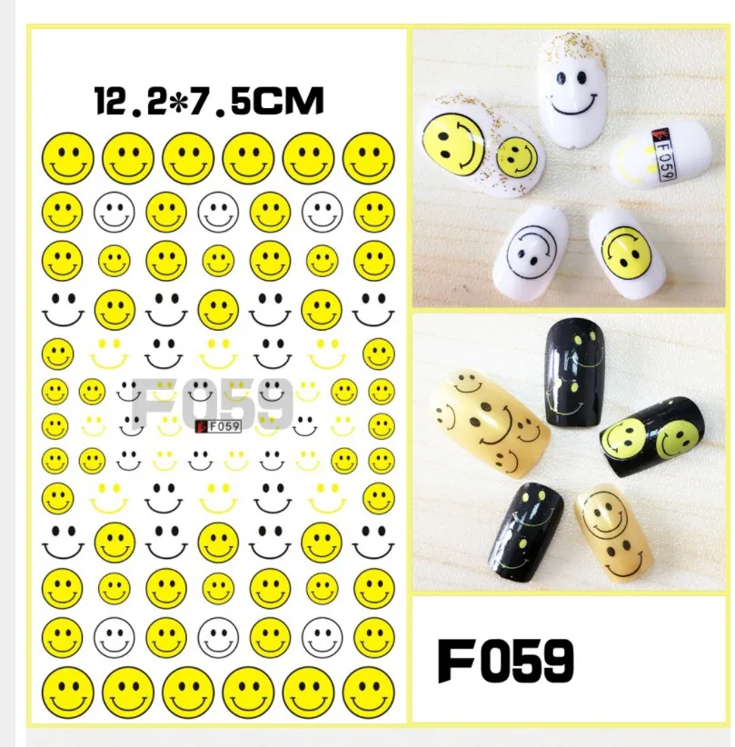 Aliexpress.com : Buy 1pcs 3D Smile Face Nail Art Sticker Yellow Black