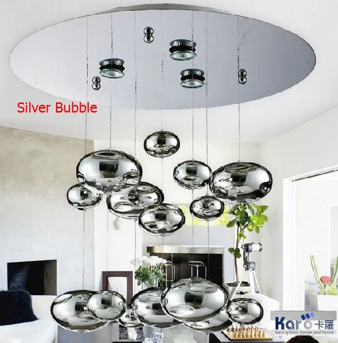 H40cm муранские Пузырьковые стеклянные потолочные светильники хромированные люстры лампы для дома подвесные светильники 110-240 В GU10 светодиодный потолочный светильник