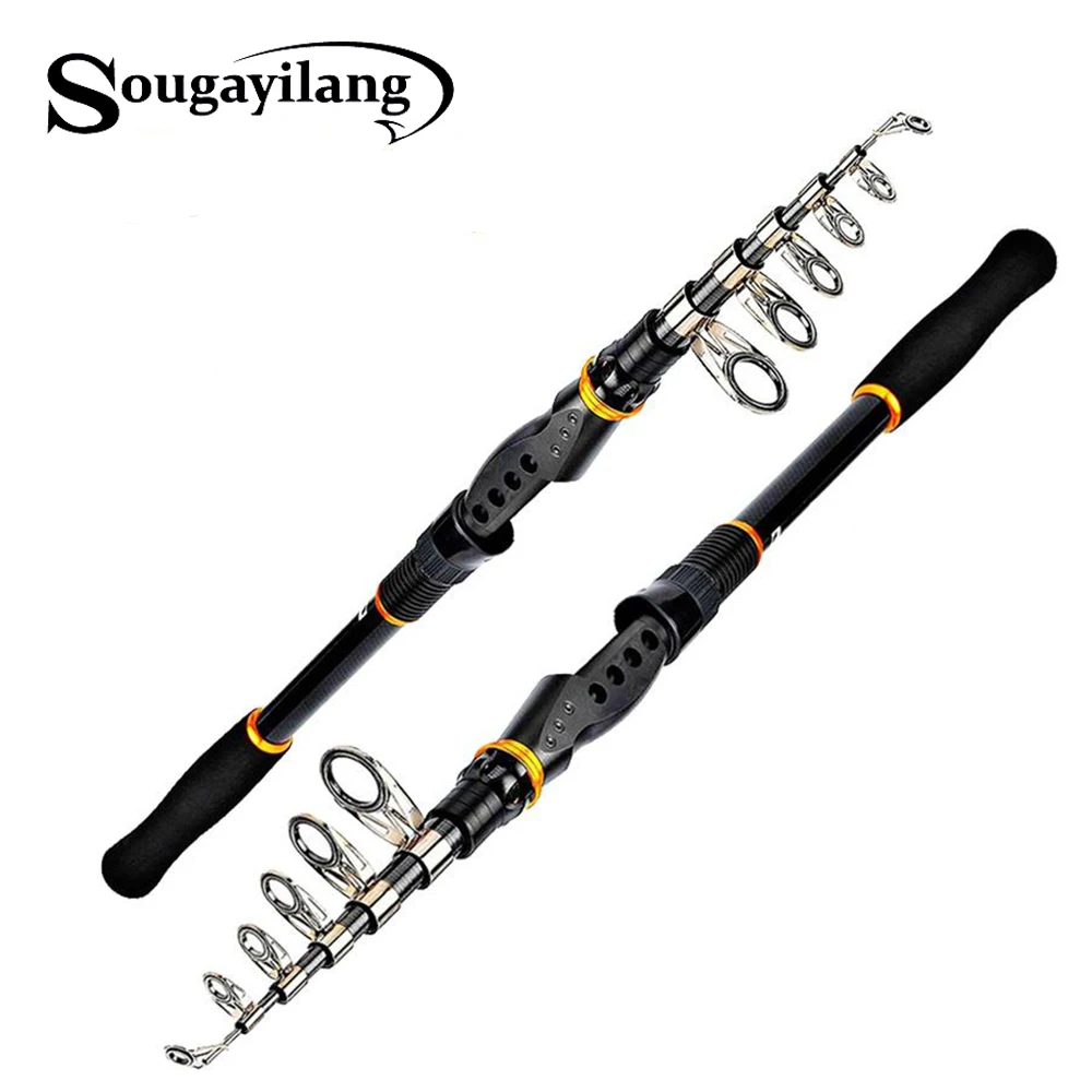 

Sougayilang Fishing rod fishing rod telescopic spinning carbon fiber fishing pole travel portable super hard