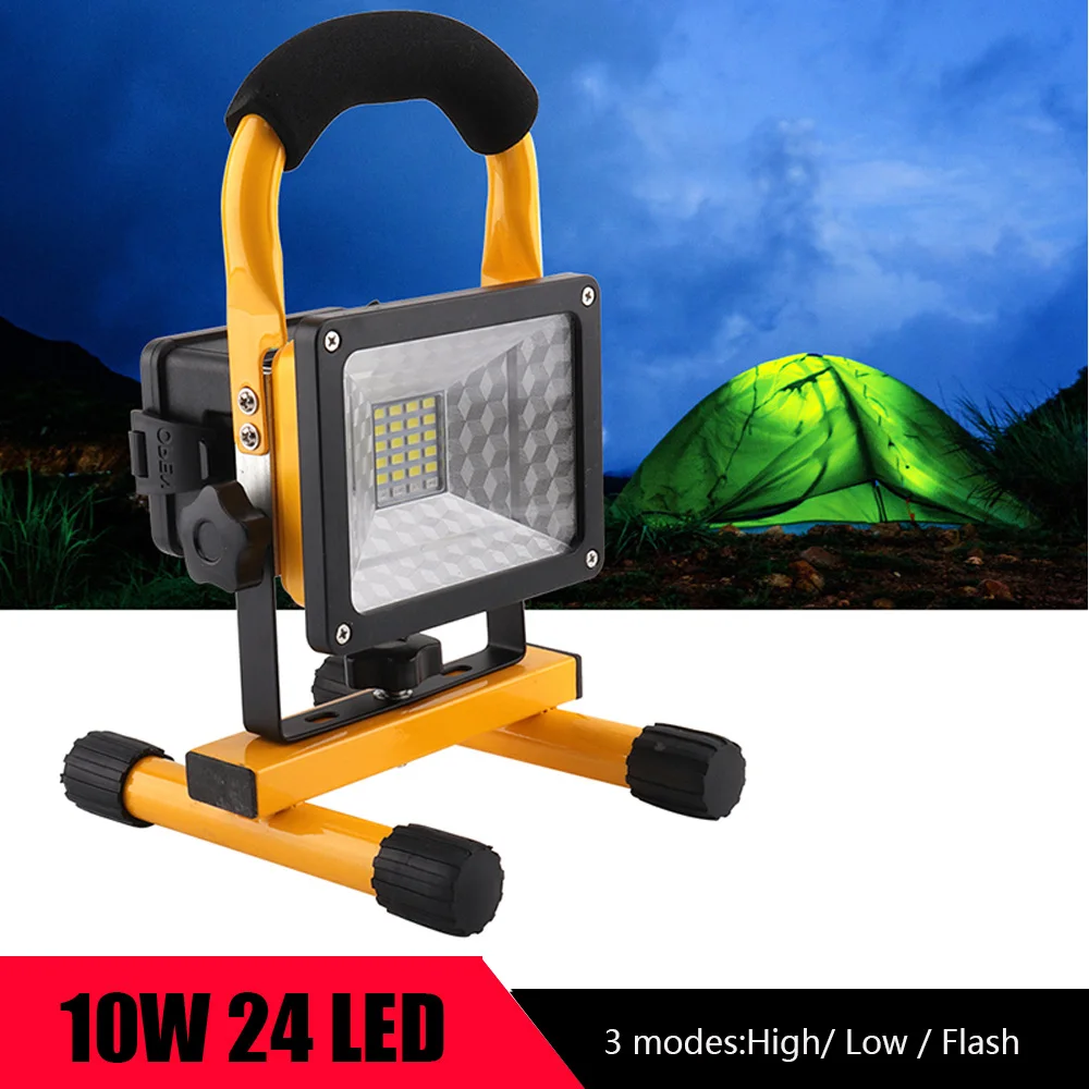 

BORUIT LED Floodlight 10W 24 leds portable Flood light Spotlight 2000lm Waterproof Outdoor rechargeable lights power by 3x 18650