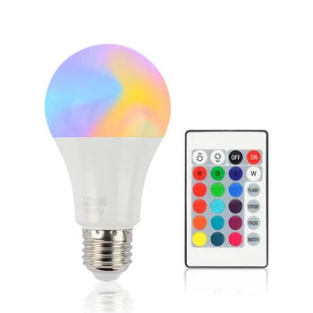 

E27 LED Bulb 10W RGB + White 16 Color LED Dimmable Light Bulbs AC85-265V Changeable RGB Bulb Light With Remote Control