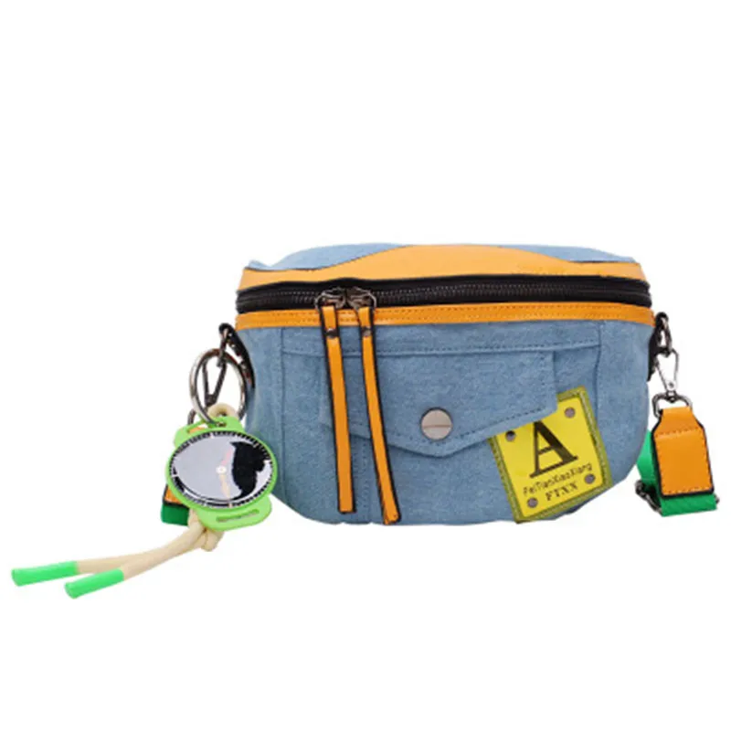 

Canvas Fanny Pack Banana Waist Bag Belt New Brand bag for belt Women Waist Pack Contrast Color Chest bag Phone Pouch Belly Bag 4
