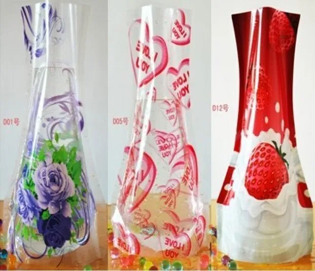 Beautiful Pvc Big Plastic Flower Vase Pop Up Reusable Diy Home