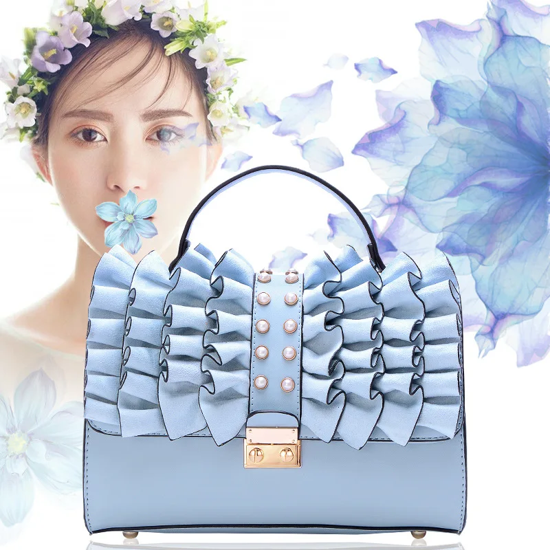 

BILLETERA New Women Bbags Lady Lotus Leaf Edge Candy Color Bags For Bolsa Feminina Bags