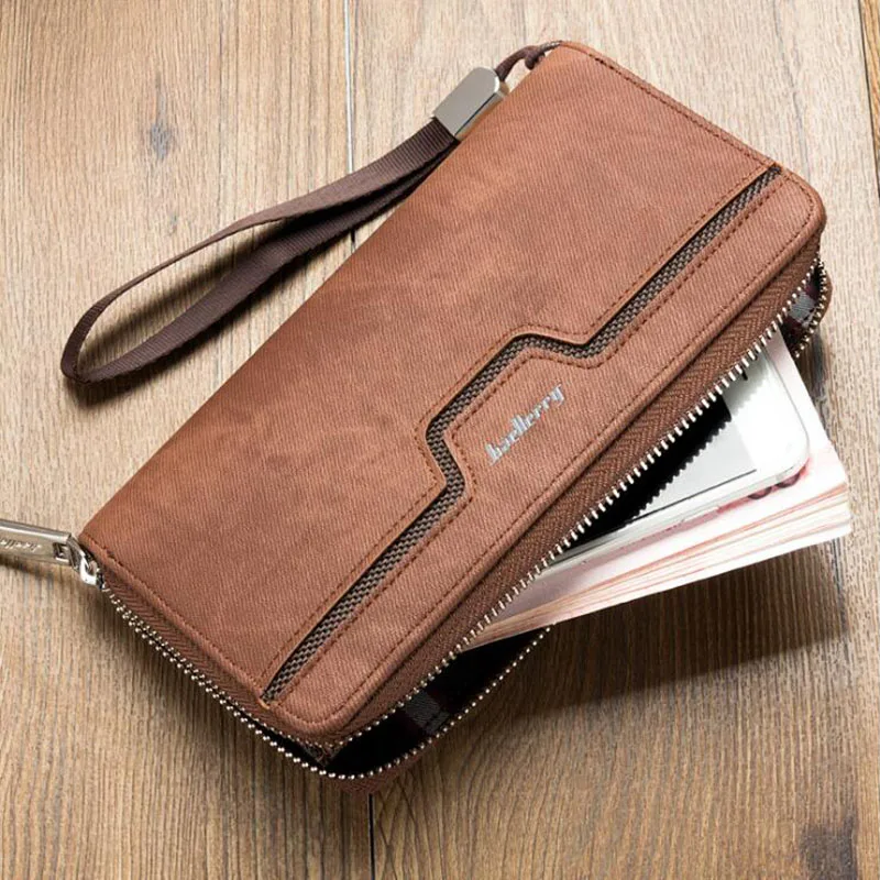 Baellerry Casual Leather Long Wallet Men Walet Male Clutch Zipper Wallets Men Phone Purse Money Bag Coin Pocket Card Holder