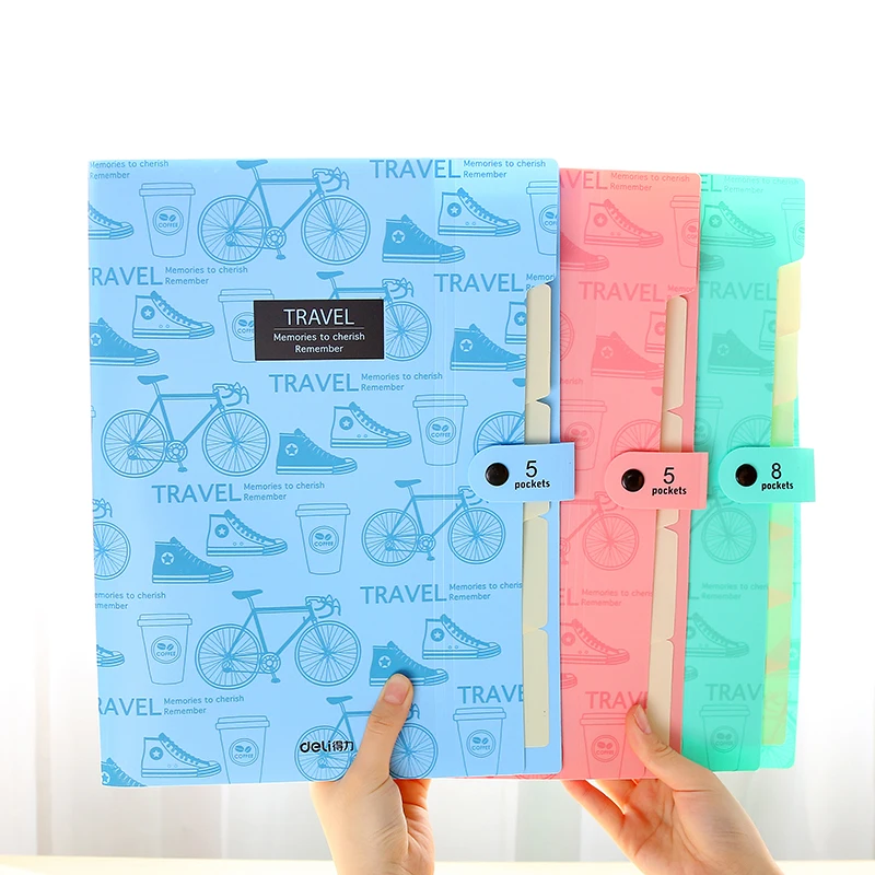 

1 piece colorful filing bag organizer fordocument with 5 pockets or 8 pockets office supplies folders dossier plastique