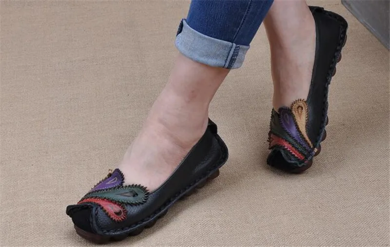 CEYANEAO/дышащая Летняя обувь с вырезами; женская обувь на плоской подошве из натуральной кожи; мягкие женские лоферы; женские мокасины; C054