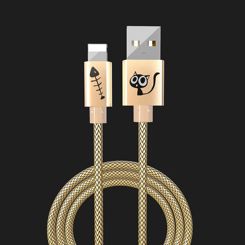 Милый Кот мультфильм USB кабель для iPhone 7 8X6 s XR plus Быстрая зарядка мобильного
