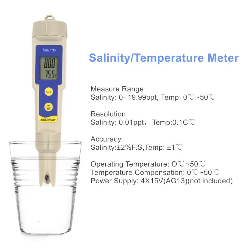 Цифровой измеритель солености/температуры тестер солености соленометр для аквариума соленая вода пищевая соль соленый Brine метр гидрометр 40% скидка