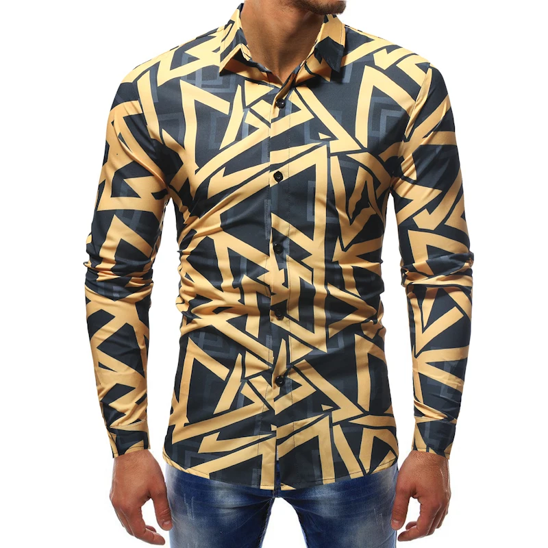 Men Shirt Long Sleeve Brand Fashion Trend Personality Plus