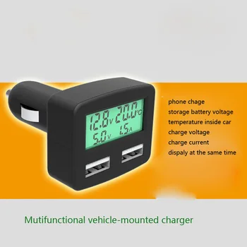 

Dual USB 5 in 1 Car Phone Charger 3A DC 5V With LCD Display USB Temperature Voltage Current Meter Multifunction