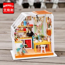 Кухонный кукольный дом Миниатюрный DIY кукольный домик с деревянная мебель для дома время ожидания игрушки для детей подарок на день рождения