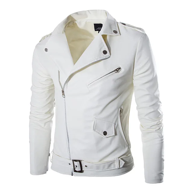 Y018 White Мотоциклетная куртка из искусственной кожи, Мужская винтажная мотоциклетная куртка из искусственной кожи в стиле панк, мотоциклетная кожаная куртка, Байкерская одежда в стиле ретро, стильное пальто - Цвет: Y018 White