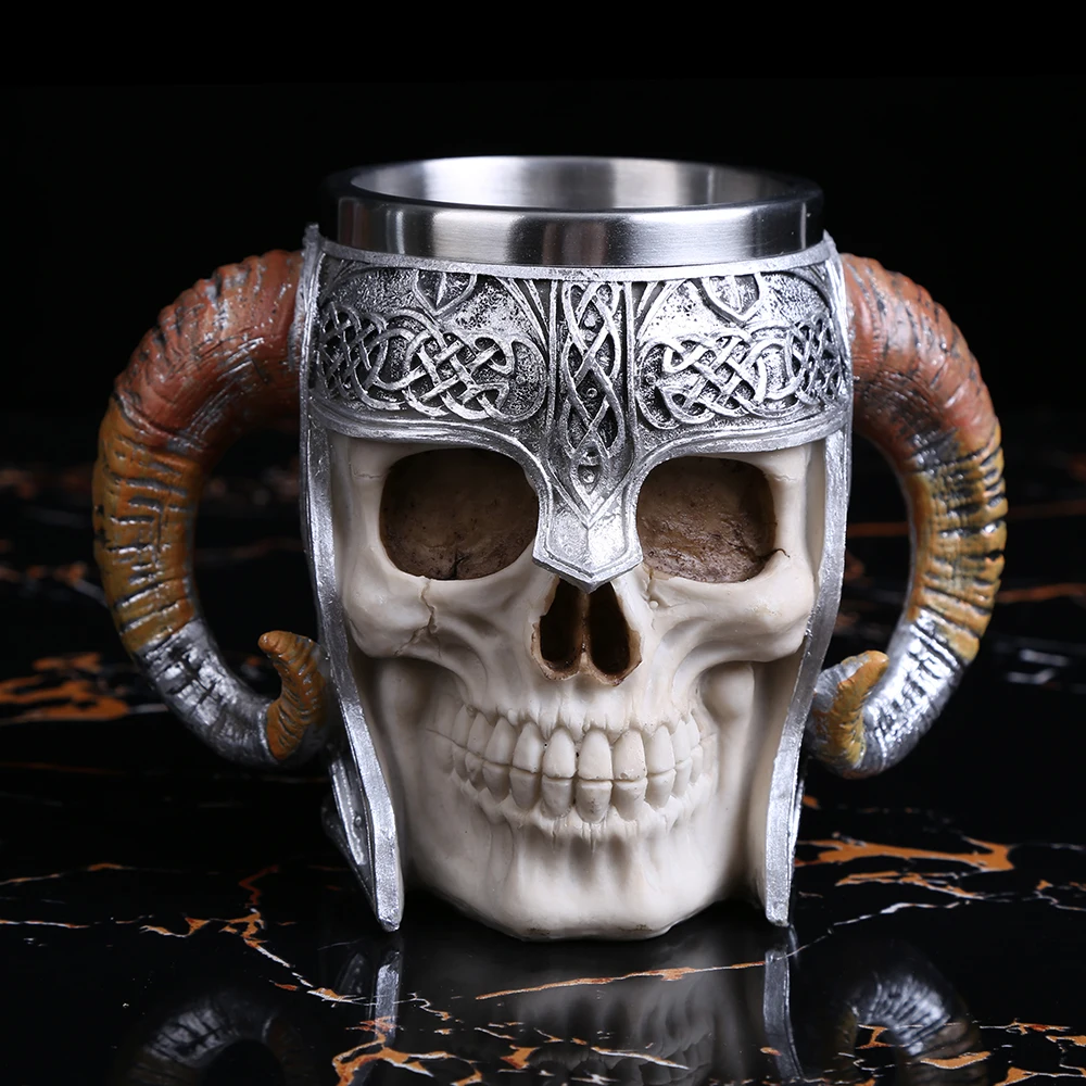 1 шт., 600 мл, кружка для кофе Viking Ram Horned Pit Lord, Warrior Skull С боевым шлемом, Beer Stein Tankard, ePacket, много запасов