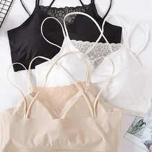 Новая мода кружева Спортивные твердые топики Открытый верх сексуальный крест обратно Спагетти ремень Сетки Бюстгальтеры для женщин топы на бретелях