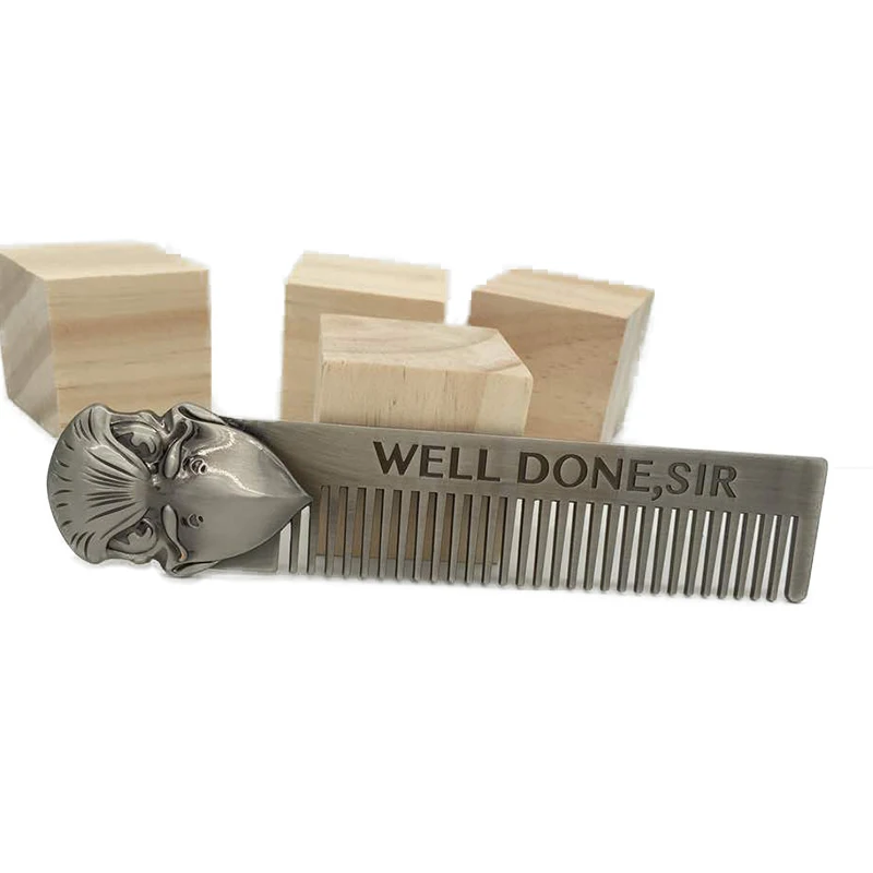

M-06 Customized High-grade Stainless steel Metal Beard Comb
