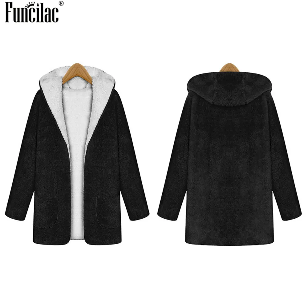 FUNCILAC Fashion Ladies Womens Coat Women Autumn/Winter Long Sleeve Hooded Double-Faced Plush Cardigan Womens Overcoat Warm Coat FUNCILAC Fashion Ladies Womens Coat Women Autumn/Winter Long Sleeve Hooded Double-Faced Plush Cardigan Womens Overcoat Warm Coat