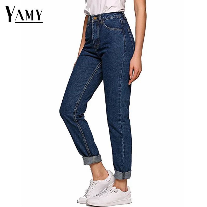 Spring 2019 women pencil denim pants blue high waist jeans woman casual vintage boyfriend mom jeans korean fashion streetwear