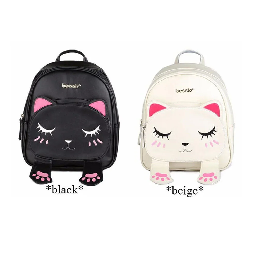 

Fashion Cute Cat Backpack School Women PU Leather Backpacks for Teenage Girls Funny Cats Ears Shoulder Bags Female Bags