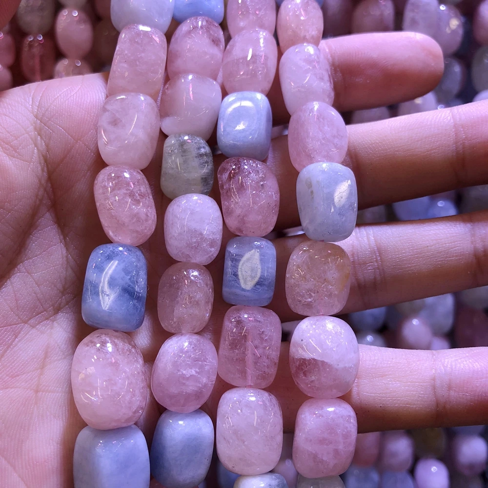 Wholesale 2strings Natural Multi Morganite Bery l Gem Stone Polished Nugget Beads,Genuine Gem Jewelry Making Beads,15.5\