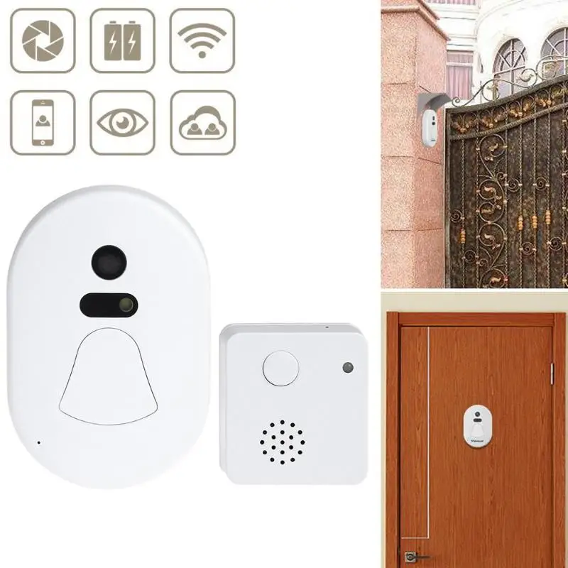 

VODOOL WIFI 2.4G Wireless WIFI Doorbell Camera Monitor Door Phone Auto Photo Cloud (US Plug)