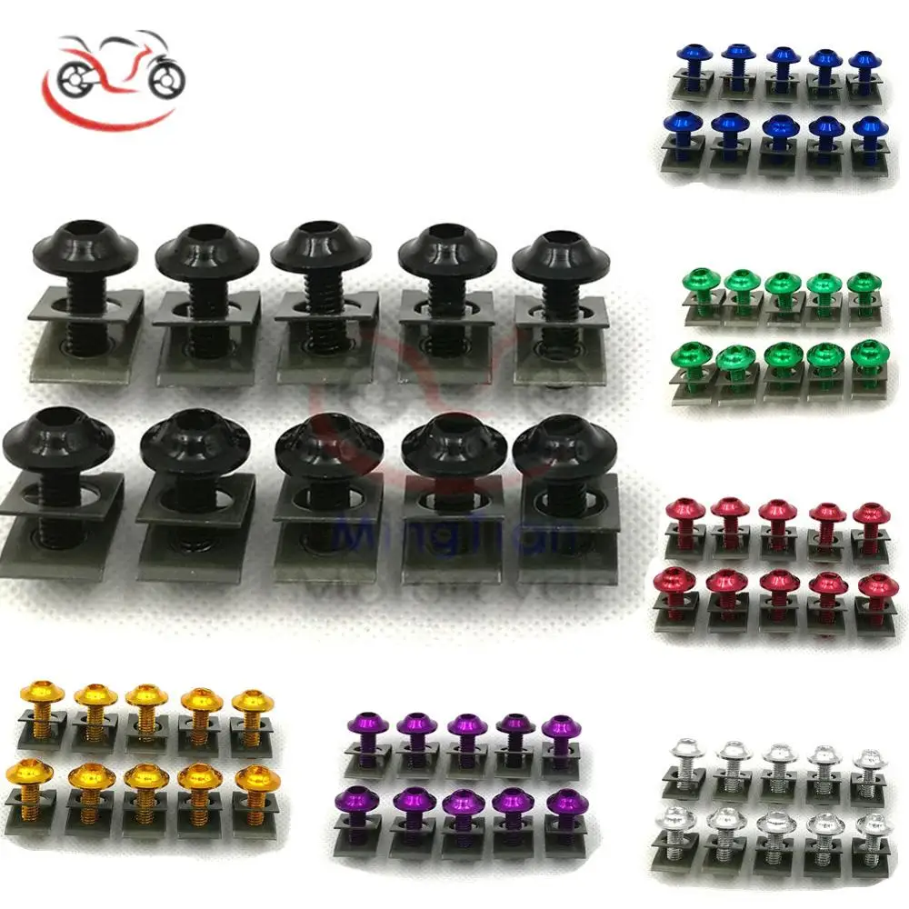 30X Blue M6 6MM Sportbike Fairing Body Bolt Screw Spire Speed Fastener Clip Nut