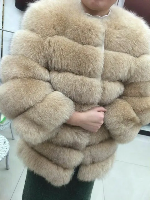 Натуральный Лисий мех куртки настоящая меховая Шуба Женский наряд, верхняя одежда для женщин плюс размер на заказ 5XL