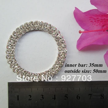 

(CM68 35mm)50pcs round rhinestone buckle in silver plated without bar for wedding invirtation card