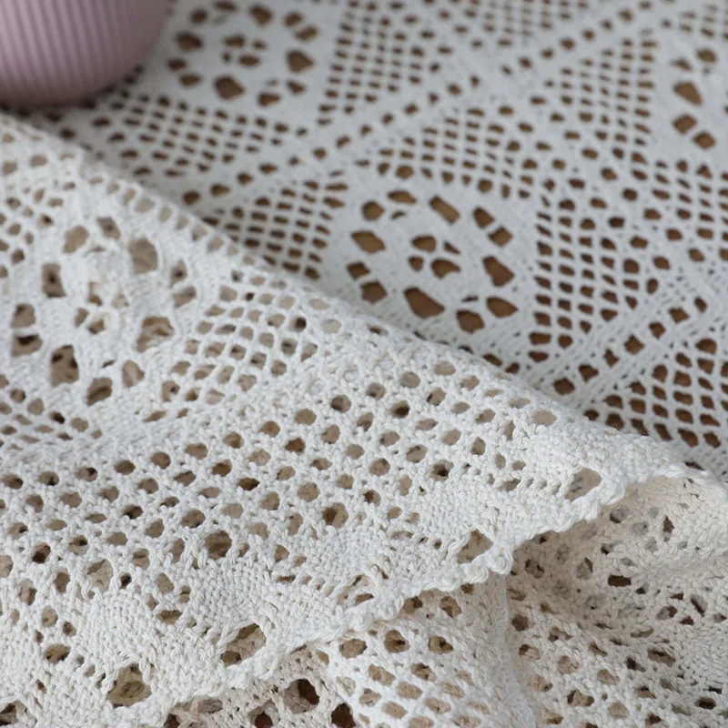 Pastoral Crochet Tablecloth Lace Hollow Out Cotton Table Cover Piano Towel Vintage DIY Dining Table Cloth for Kitchen Home Decor