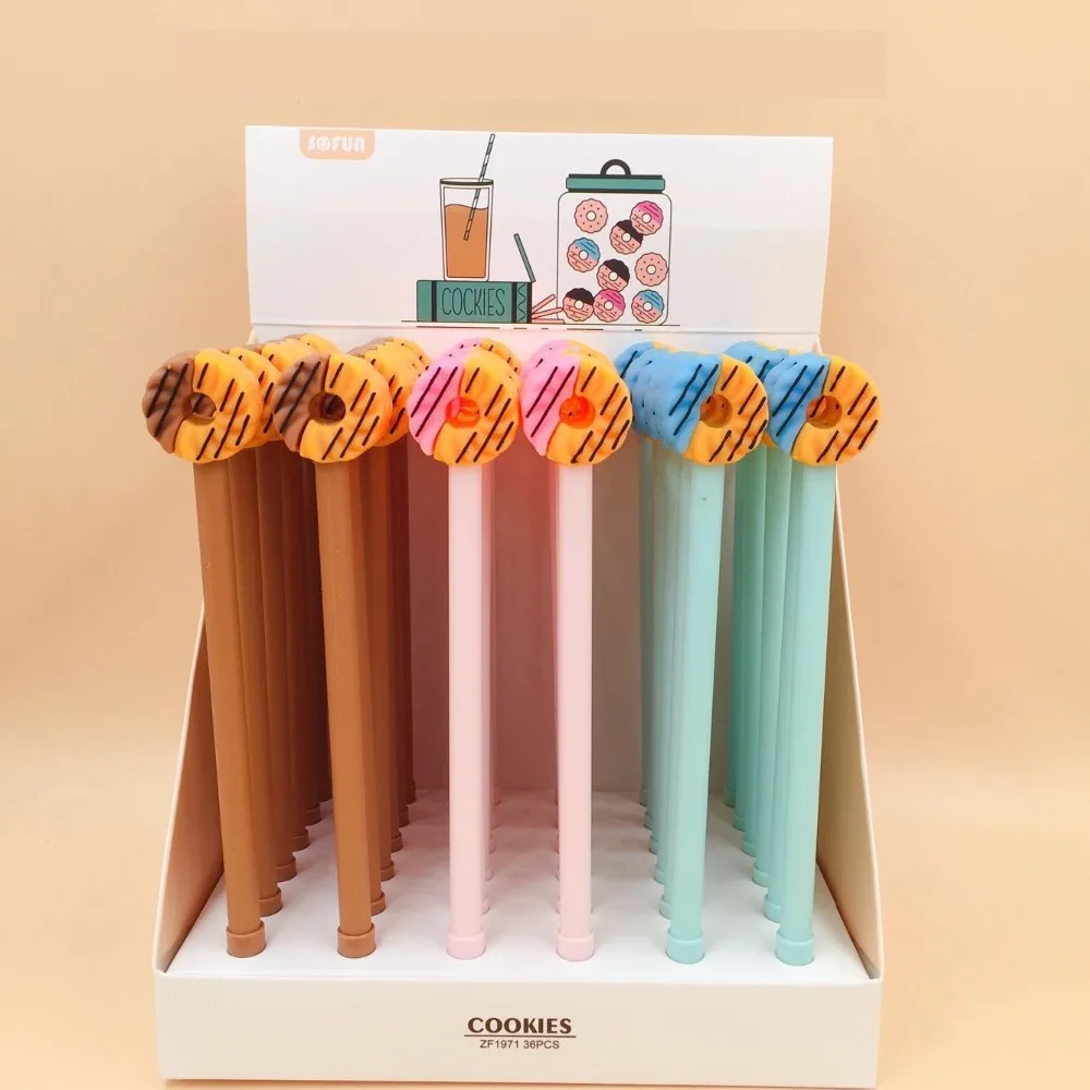 

36pcs/set Cartoon Doughnut Donut Cookies Gel Pens Signature Pens School Students Supplies Promotion Party Gifts Stationery
