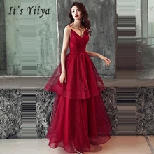 It's Yiya вечернее платье с v-образным вырезом женские вечерние платья сексуальное платье на бретельках De Soiree Плюс Размер без рукавов с блестками Формальные платья E691