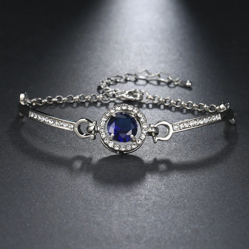 EMMAYA, 8 цветов, простой кристалл, модные браслеты-цепочки для женщин, Pulseira Feminina, ювелирные браслеты - Окраска металла: dark blue