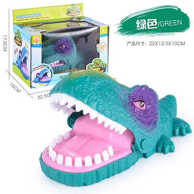 Креативные розыгрыши динозавр стоматологическая игра игрушка рот зуб аллигатор кусает руку семейные игры классические кусающие пальчиковые игрушки - Цвет: Green