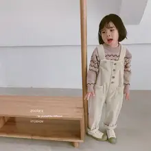 Г., новые стильные вельветовые комбинезоны для девочек и мальчиков осенние модные длинные штаны для детей от 3 до 8 лет, HU907